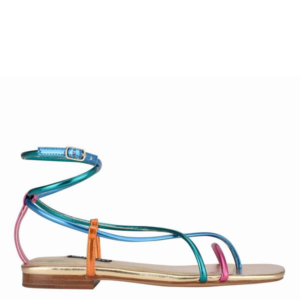 Nine West Mandie Strappy Multicolor Flat Sandals | Ireland 77E88-5I88